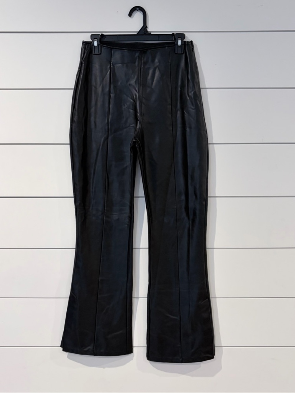 Abercrombie Curve Leather Flare Pants Black Y2K Moto M Mobwife Model Off Duty
